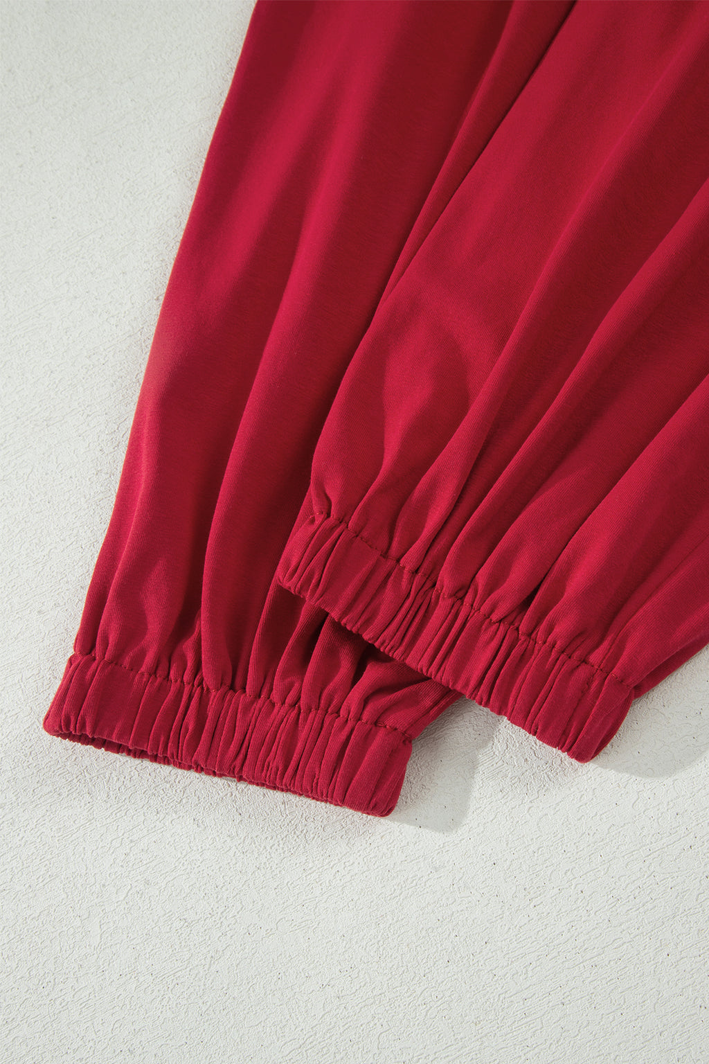 Racing Red Solid Color Cropped Tank Top and Jogger Pants Set
