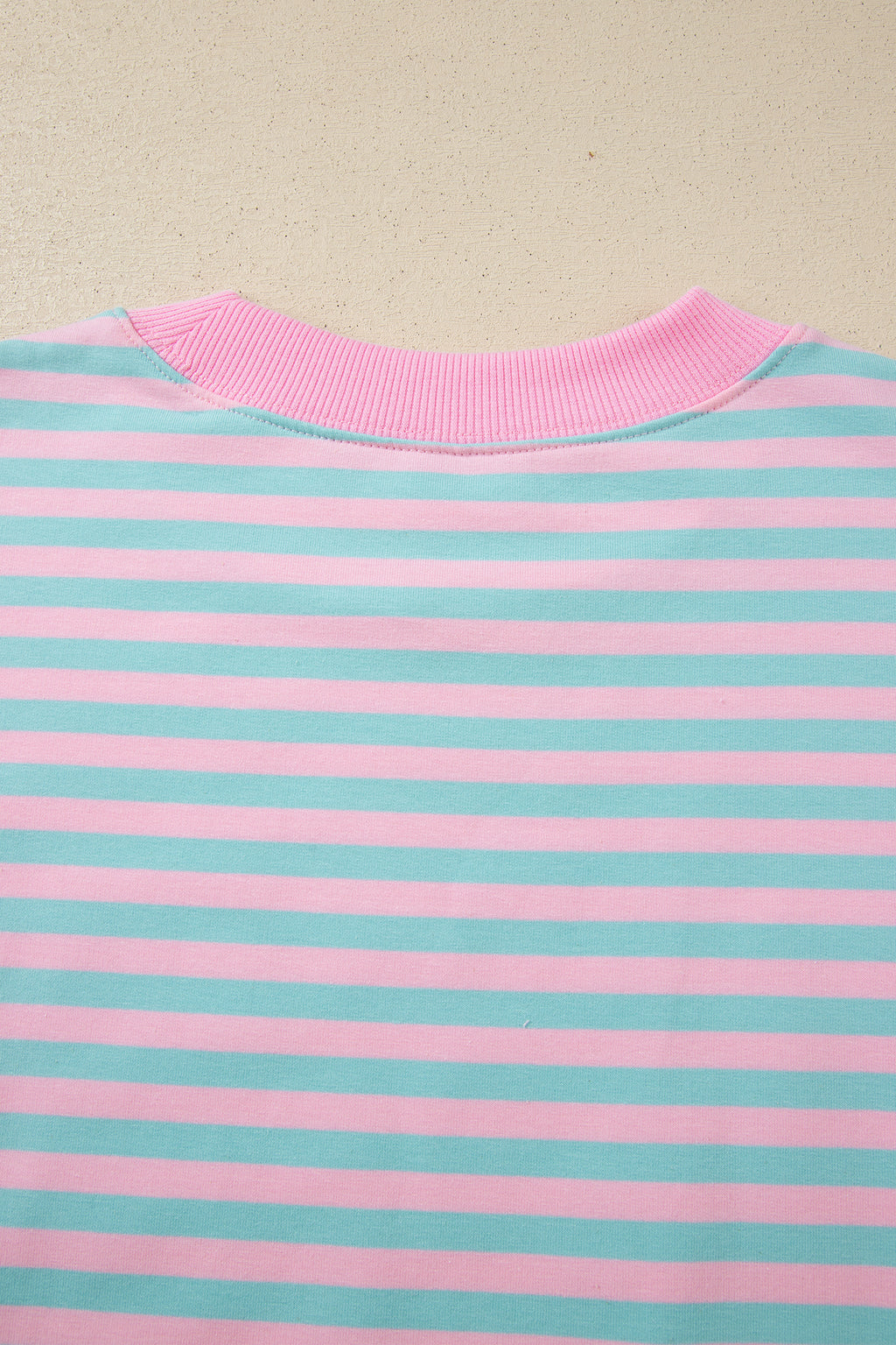 Pink Stripe Color Block Detail Long Sleeve Pullover Elastic Waist Pull On Shorts 2pcs Set