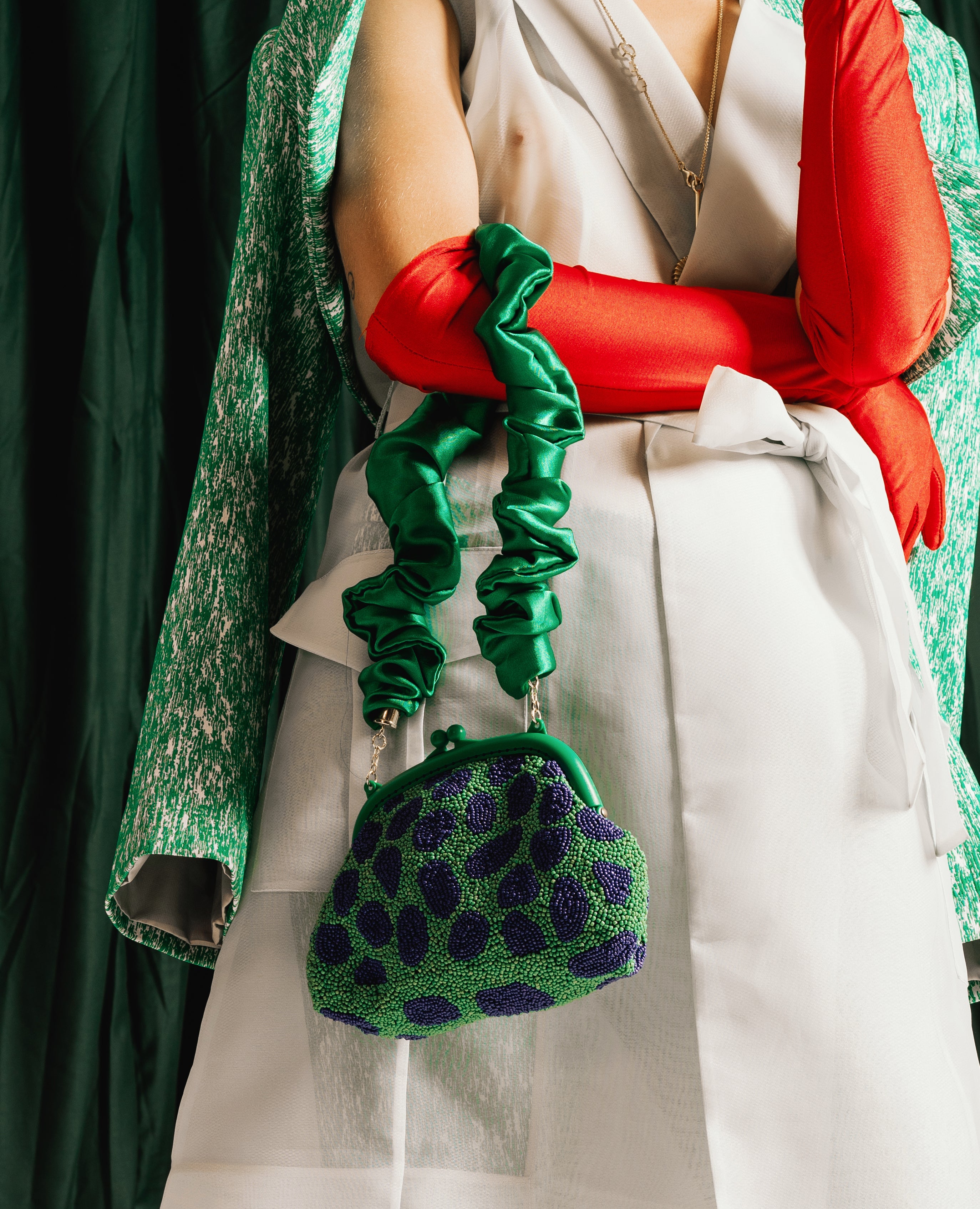 the Arnoldi Jade Clutch Bag In Lush Green & Blue