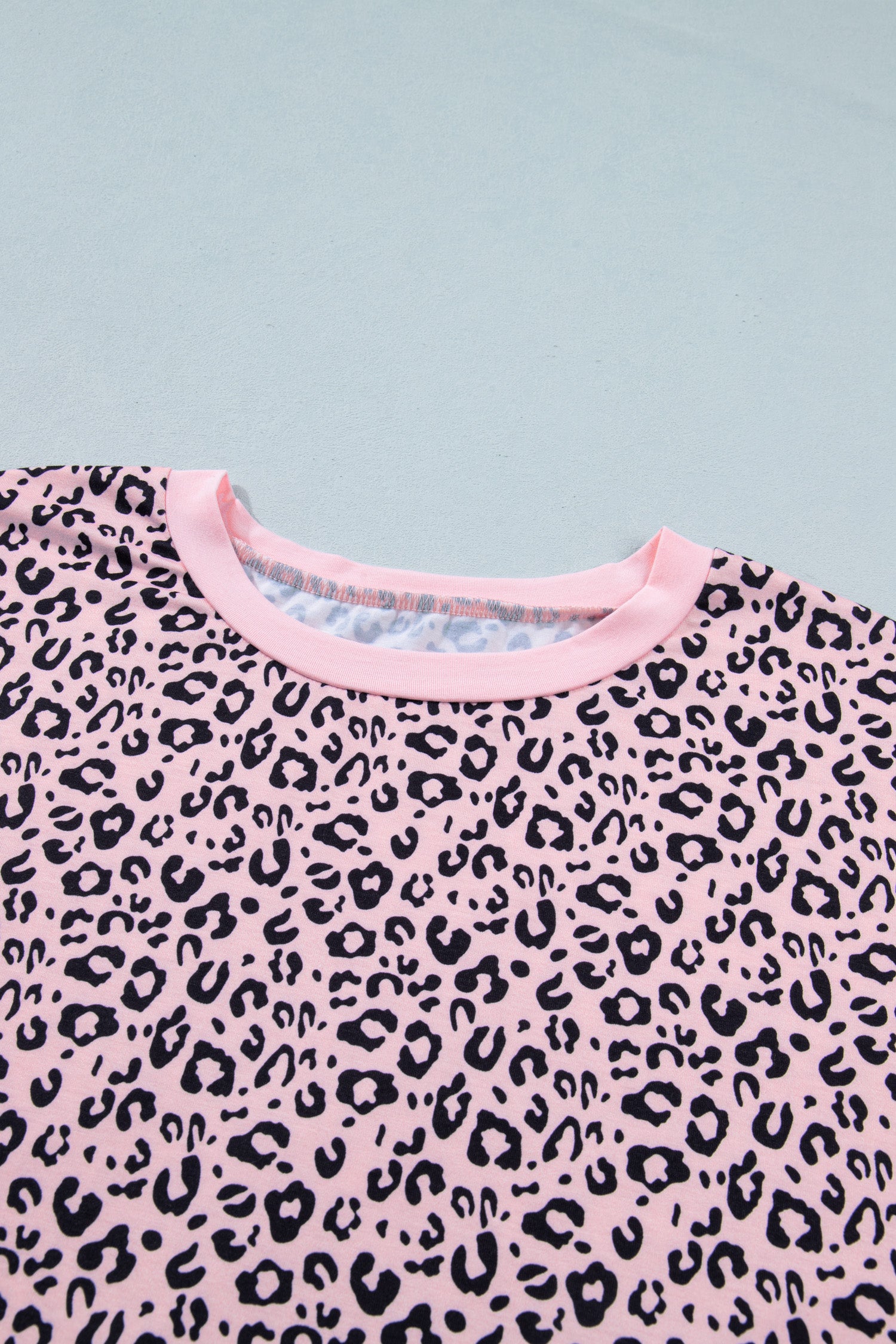 Pink Leopard Striped Contrast Patchwork Plus Size Tee