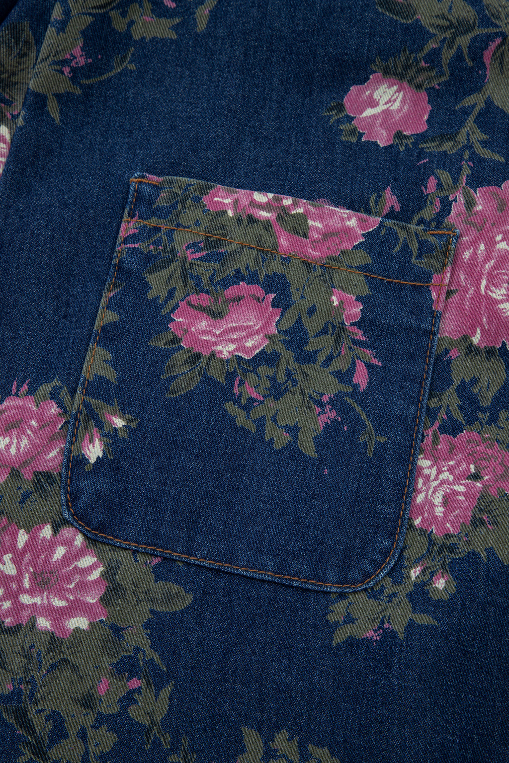 Blue Beau Floral Print Pleated High Waist Wide Leg Denim Jumpsuit