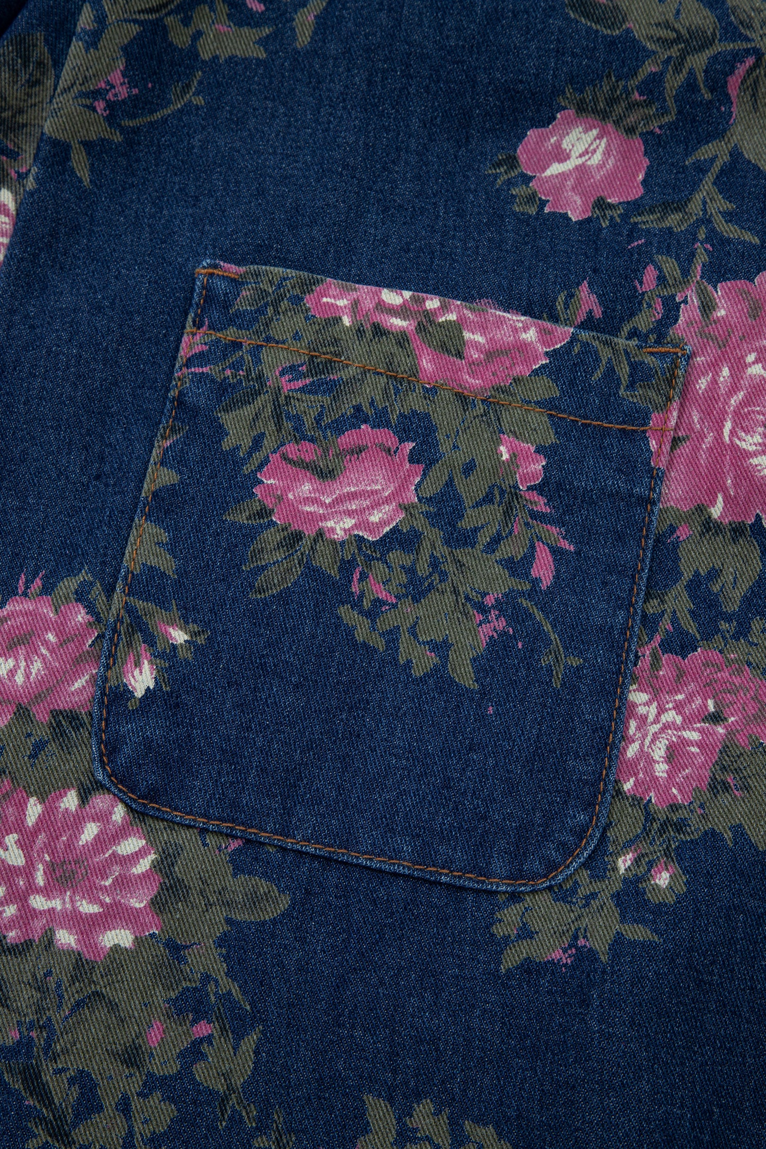 Blue Beau Floral Print Pleated High Waist Wide Leg Denim Jumpsuit