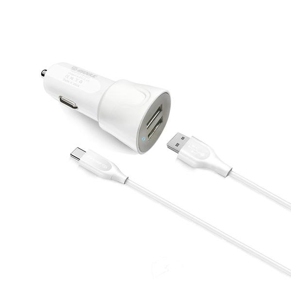Esoulk 12W 2.4A Dual USB Travel Car Charger With 5FT Type-C Charging Cable